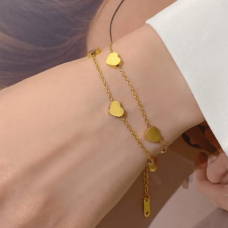 Chic Heart Charm Double-Layered Bracelet 6@2x