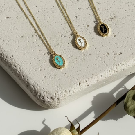 Elegant Enamel Pendant Necklace Trio@2x Elegant Enamel Pendant Necklace Trio@2x