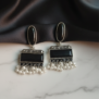 Oxidized Stone Drop Earrings black