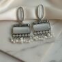 Oxidized Stone Drop Earrings white