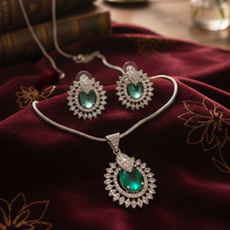The Regal Amethyst & Diamond-Look Choker Necklac green The Regal Amethyst & Diamond-Look Choker Necklac green