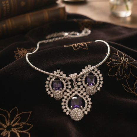 The Regal Amethyst & Diamond-Look Choker Necklace purple The Regal Amethyst & Diamond-Look Choker Necklace purple