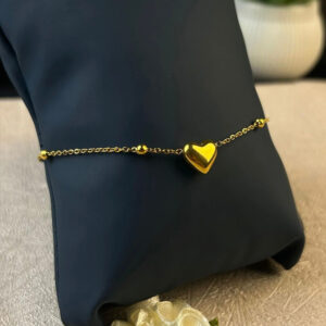 Dainty Heart Charm Beaded Bracelet