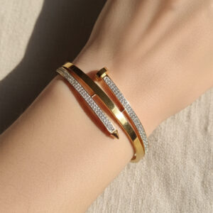 Crystal-Embellished Nail Motif Wrap Bangle