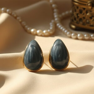 Enamel Teardrop Gold Studs