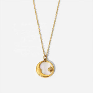 Celestial Moon & Star Medallion Necklace