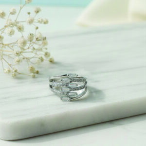 Baguette & Pavé Tiered Statement Ring