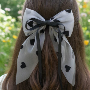 Heart-Print Romantic Ribbon Bows