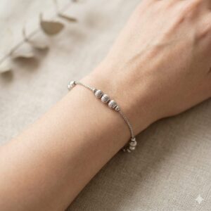 Dainty Silver Sparkle Bead Bracelet